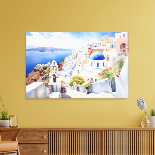 Oia, Santorin - Impression en toile étirée (Insitu(Salon))
