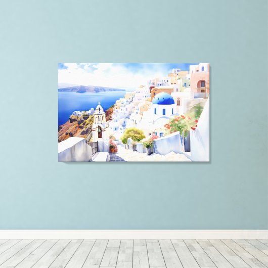 Oia, Santorin - Impression en toile étirée (Insitu (Plancher de Bois))