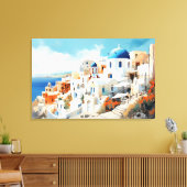 Oia, Santorin - Impression en toile étirée (Insitu(Salon))