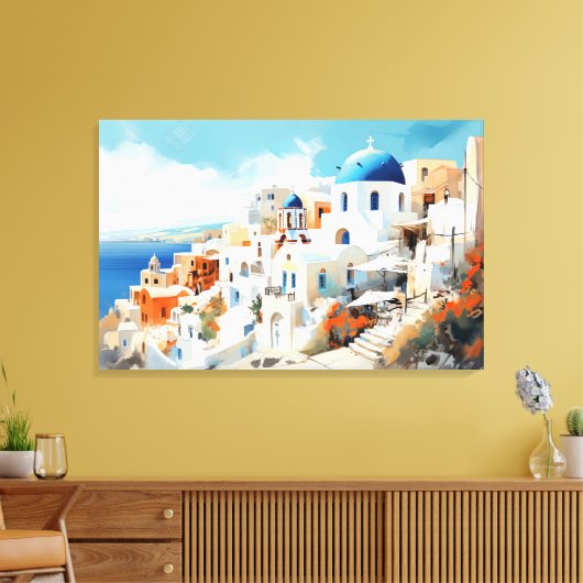 Oia, Santorin - Impression en toile étirée (Insitu(Salon))