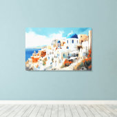 Oia, Santorin - Impression en toile étirée (Insitu (Plancher de Bois))