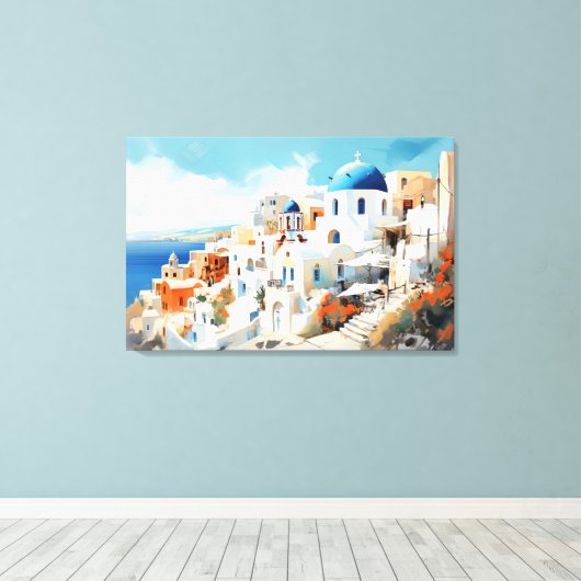 Oia, Santorin - Impression en toile étirée (Insitu (Plancher de Bois))