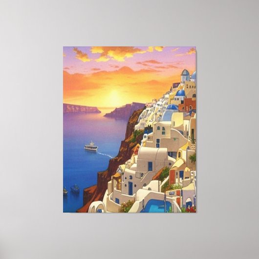 Oia, Santorini, Griekenland Art Canvas Afdruk (Voorkant)