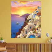 Oia, Santorini, Griekenland Art Canvas Afdruk (Insitu (Woonkamer))