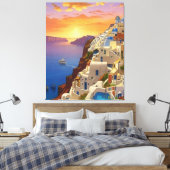 Oia, Santorini, Griekenland Art Canvas Afdruk (Insitu (Slaapkamer))