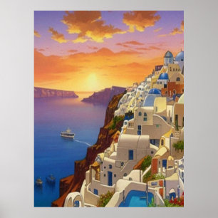 Oia, Santorini, Griekenland Art Poster
