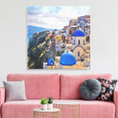 Oia, Santorini. Griekenland. Olieverf. canvas afdr (Insitu (Woonkamer))
