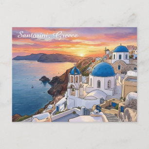 Oia Santorini Griekenland Zonsondergang Reisansich Briefkaart