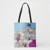Oia Santorini Island Greece Whimsical Illustration Draagtas (Voorkant)