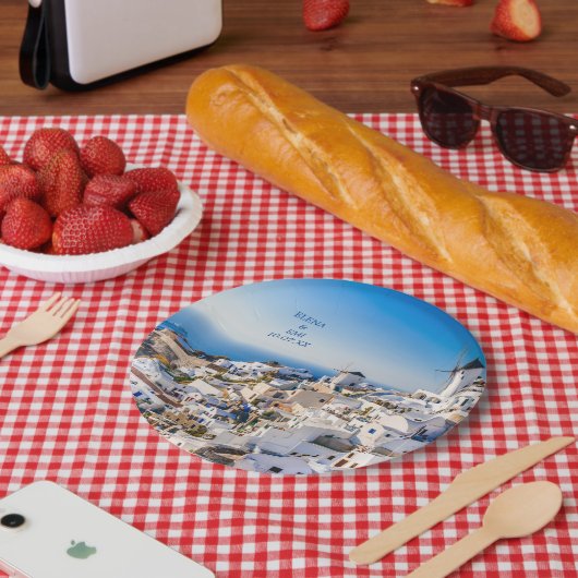 Oia Santorini Papieren Bordje (Picknick)