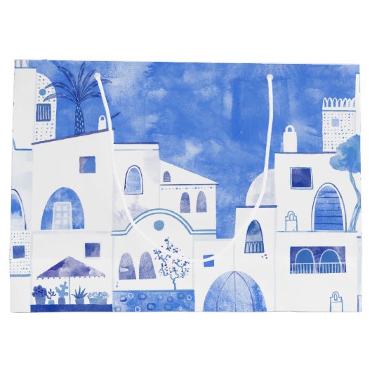 Oia Santorini Waterverf Painting Groot Cadeauzakje
