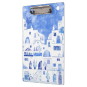 Oia Santorini Waterverf Townscape Painting Klembord (Links)