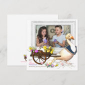 Oie avec la carte de Pâques de photo d'oeufs (Devant / Derrière)