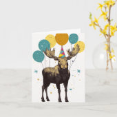 Oie de fête avec Ballons Carte de voeux (Fleur jaune)