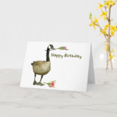 Oie du Canada avec carte d'anniversaire Rose (Fleur jaune)