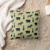Oie et ours des bois Coussin rustique - Vert (Couverture)