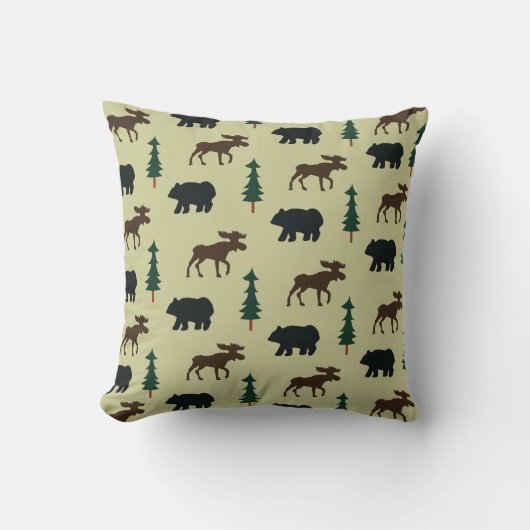 Oie et ours des bois Coussin rustique - Vert (Recto)