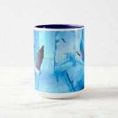 Oies dans les flocons de neige bleus Mug (Centre)