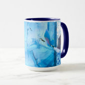 Oies dans les flocons de neige bleus Mug (Devant droit)
