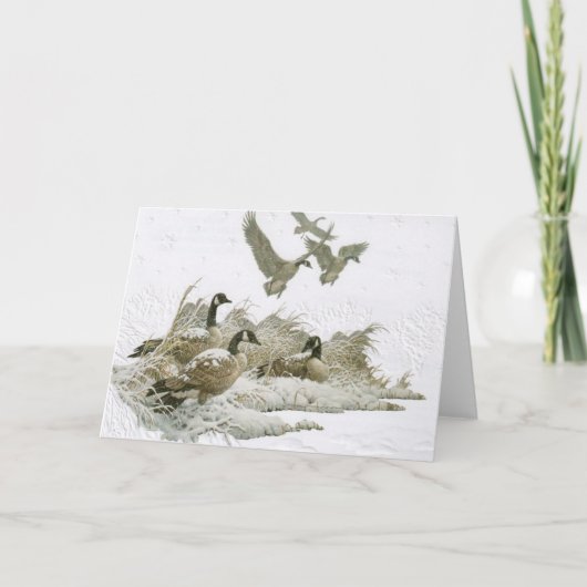 Oies sauvages dans la carte de Noël de neige (vide (Devant)