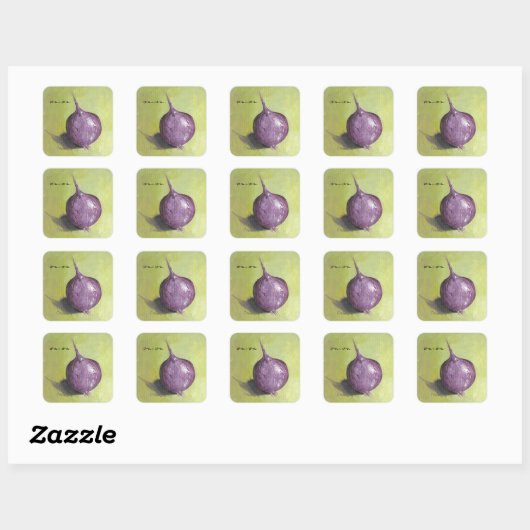 Oignon violet artistique sur Stickers Jaune Vert (Feuille)
