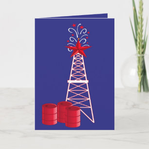 Oil And Gas Industry Rig Merry Christmas Feestdagen Kaart