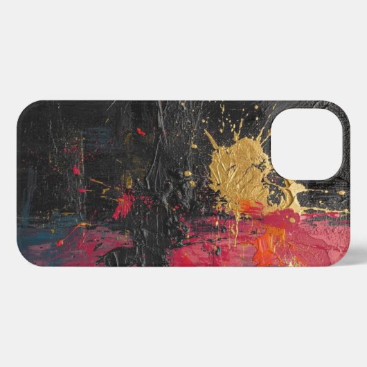Oil Paint Splash Design Black, Red, Gold iPhone Hoesje (Achterkant horizontaal)
