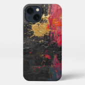Oil Paint Splash Design Black, Red, Gold iPhone Hoesje (Achterkant)