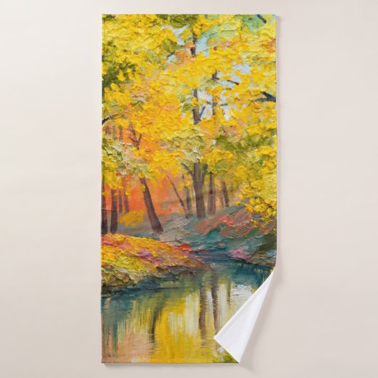 oil painting on canvas - autumn forestpaint,oil,ar (Serviette de bain)