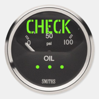 Oil_Pressure_ CHECK , . Ja. Ja. Ronde Sticker