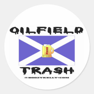 Oilfield Trash, Schots, Sticker, Olie, Ronde Sticker