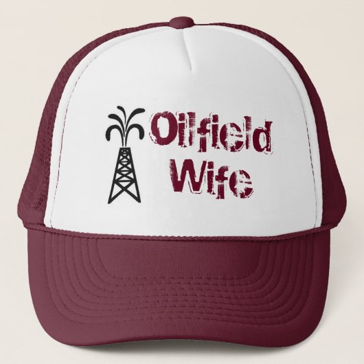 Oilfield Wife Trucker Hat Burgandy Trucker Pet (Voorkant)