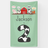 Oink Baa Moo 2e Verjaardag Boerderij Dier Kinderen Spandoek (Verticaal)