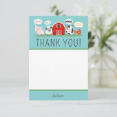 Oink Baa Moo Dank u Boerderij Dier Party Kinder Bedankkaart (Staand voorkant)