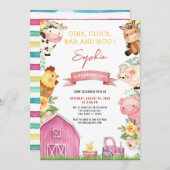 Oink Baa Moo Farm Animals Barnyard Birthday Kaart (Voorkant / Achterkant)