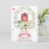 Oink Baa Moo Farm Animals Barnyard Birthday Kaart (Staand voorkant)