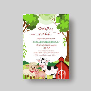 oink baa moo schattige unieke kind's verjaardag Ui Kaart