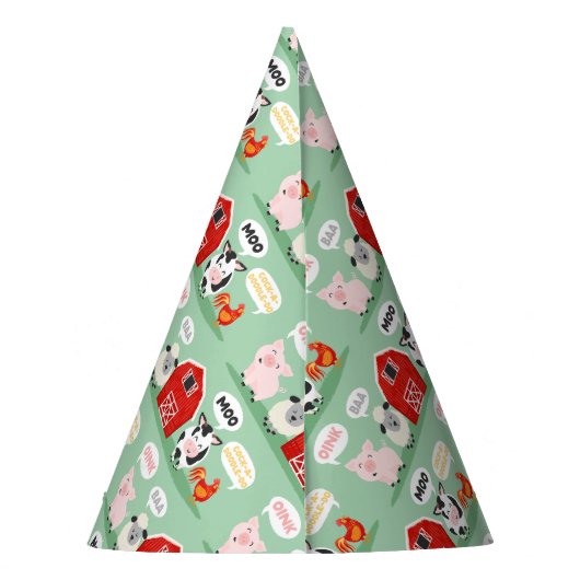 Oink Baa Moo Schuur Boerderij Verjaardag Kinderen Feesthoedjes (Achterkant)