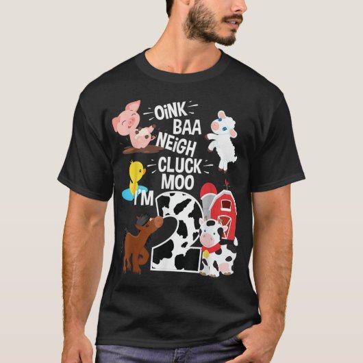 Oink Baa Neigh Cluck Moo Im 2 jaar oud Far T-shirt (Voorkant)