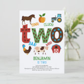 Oink Cluck Baa Moo Boerderij Barn Ranch 2e Verjaar Kaart (Staand voorkant)