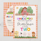 Oink & Moo Cute Farm Animal Invitation Anniversair (Devant / Derrière)