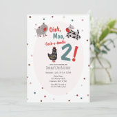 Oink Moo Farm Invitation pour le deuxième annivers (Debout devant)