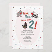 Oink Moo Farm Invitation pour le deuxième annivers (Devant / Derrière)