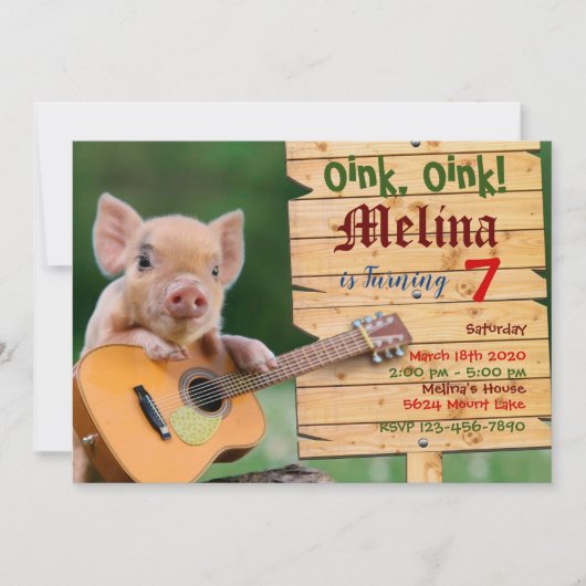 Oink, Oink ! invitation de la guitare cochon (Devant)
