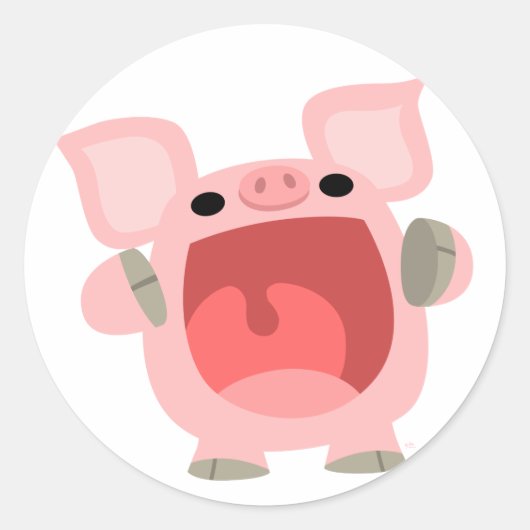 "OINK!!!" Schattigee Cartoon Varken Sticker (Voorkant)