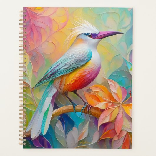 Oiseau à poitrine rouge à bec rose (Devant)