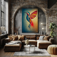 Oiseau abstrait géométrique Art Déco Colibri sur m