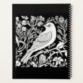 Oiseau Art Nouveau sur une branche en blanc sur no (Dos)