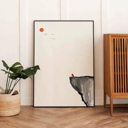 Oiseau au lever du soleil - Zen Minimal - Poster d