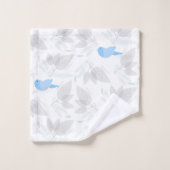 Oiseau Avec Feuille Florale (Gant de toilette)